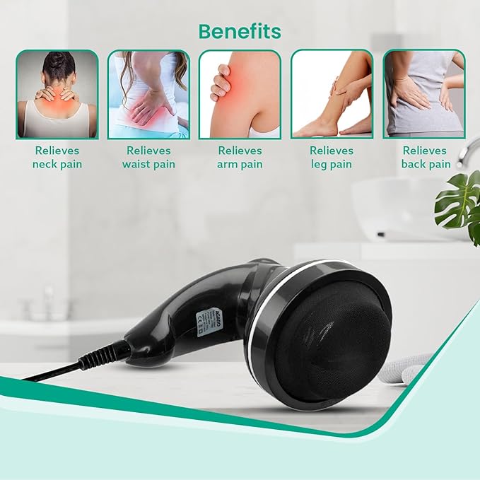 AGARO Atom Electric Handheld Full Body Massager with 3 Massage Heads