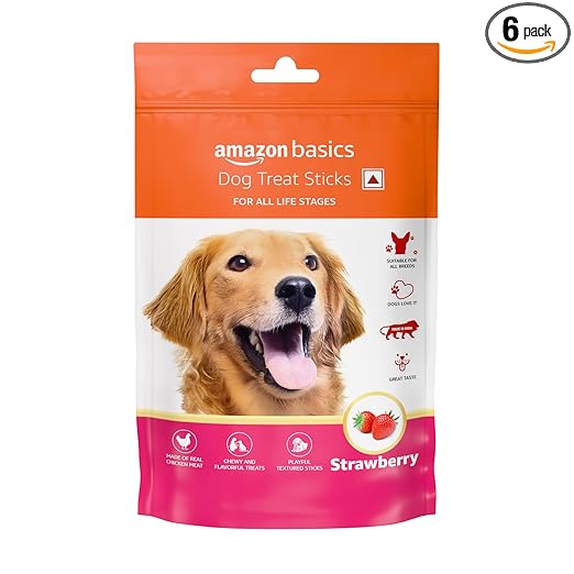 Amazon Basics Strawberry Stick Treat for Young Adult Dogs