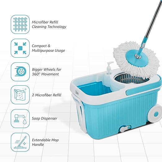 Amazon Brand - Presto! Elite Spin Mop with Steel Wringer