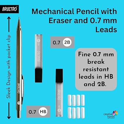 BRUSTRO Mechanical Pencil Set | HB-20 leads, 2B-20 leads