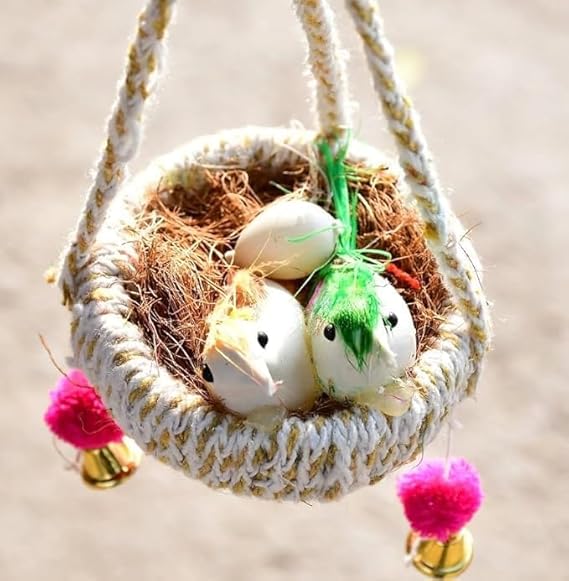 BuyBazaar Artificial Jute Hanging Birds Nest Jhumar Chidiyan Ka Ghosla