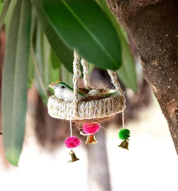 BuyBazaar Artificial Jute Hanging Birds Nest Jhumar Chidiyan Ka Ghosla