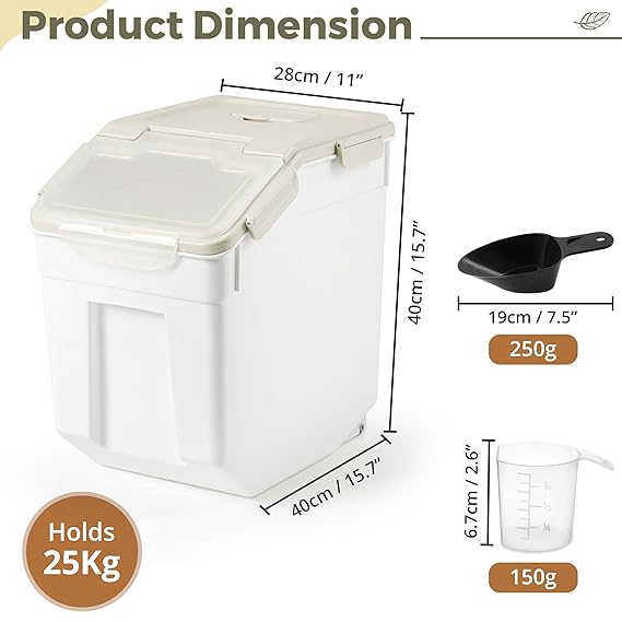 ABOUT SPACE Rice Container 25kg - Airtight Rice Storage Container