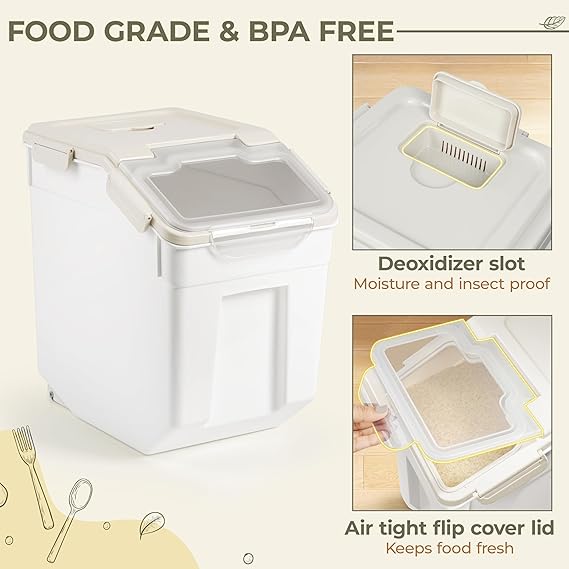 ABOUT SPACE Rice Container 25kg - Airtight Rice Storage Container