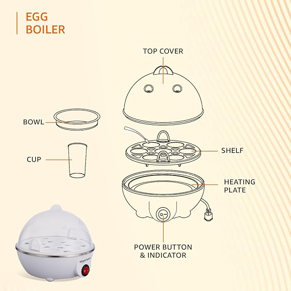 Amazon Basics Electric Egg Boiler | 3 Boiling Modes