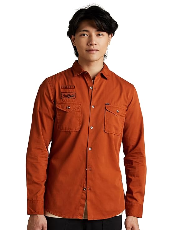 Amazon Brand - INKAST Men's Double Pocket Cotton Shirt