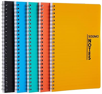 Amazon Brand - Solimo Notebooks, Spiral-Bound, Lightweight, Vibrant Colours