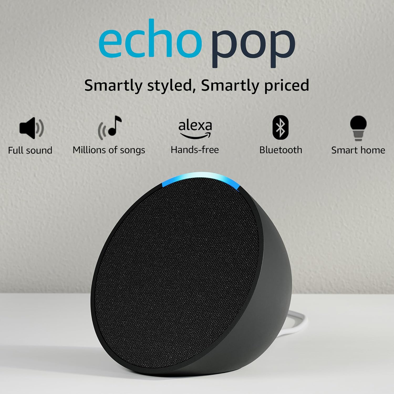 Amazon Echo Pop| Smart speaker with Alexa and Bluetooth