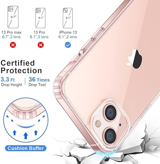 Amozo Ultra Hybrid Camera and Drop Protection Back Cover Case for iPhone 13