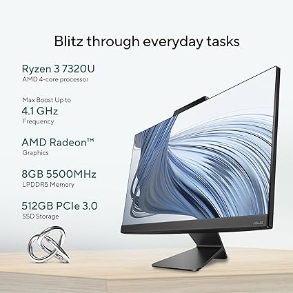 ASUS AiO M3402WFA Series, FHD, AMD Ryzen 3 7320U, All-in-One Desktop