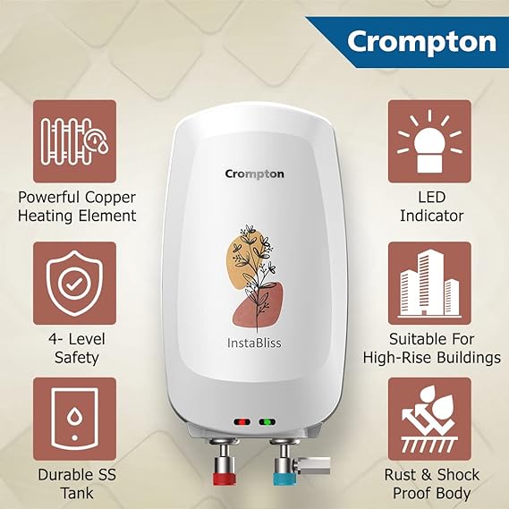 Crompton InstaBliss 3L | 3000-Watts Powerful Heating | Water Heater (Geyser)