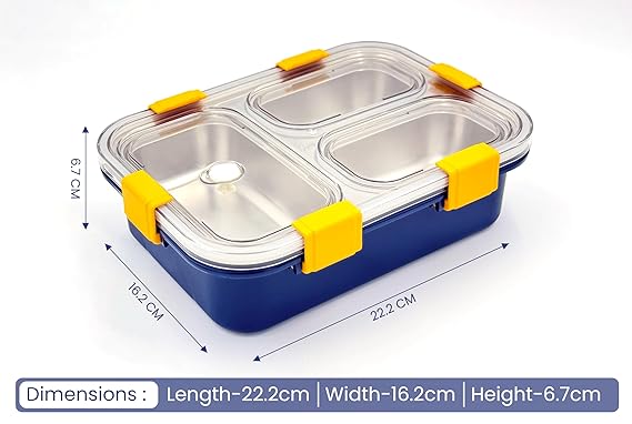 Darkpyro 3 Compartment Stainless Steel Lunch Box