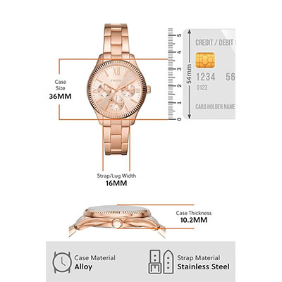 Fossil Rye Analog Rose Gold Dial and Band Women's Stainless Steel Watch