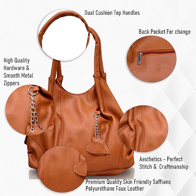 Fostelo Vegan Leather Style Diva Handbags Shoulder Hobo Bag Ladies Purse