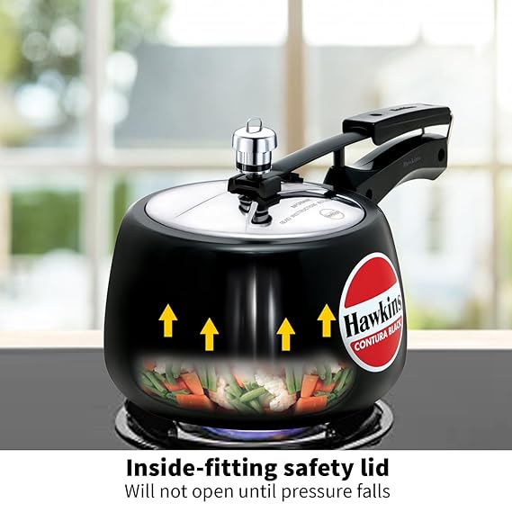 Hawkins 3 Litre Contura Black Pressure Cooker