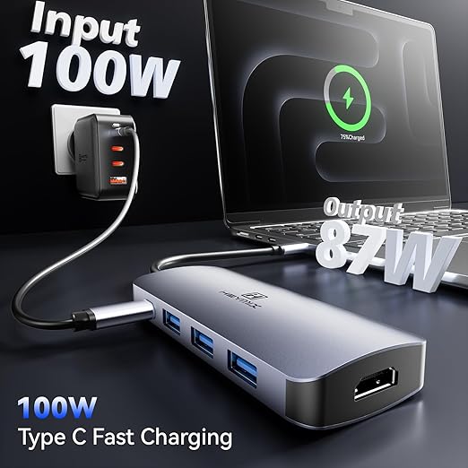 HEYMIX Dual HDMI USB C Hub, 8in1 Type C Hub Dual HDMI