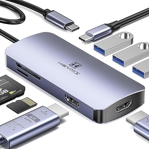 HEYMIX Dual HDMI USB C Hub, 8in1 Type C Hub Dual HDMI