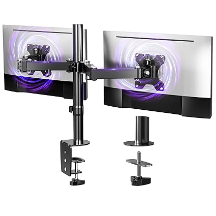 HEYMIX Dual Monitor Arm, Height Adjustable Dual Monitor Arm for 13-32