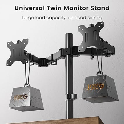 HEYMIX Dual Monitor Arm, Height Adjustable Dual Monitor Arm for 13-32