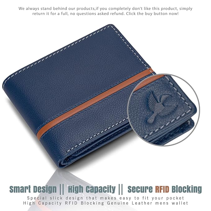 HORNBULL Denial Navy Leather Wallet for Men | Leather Mens Wallet