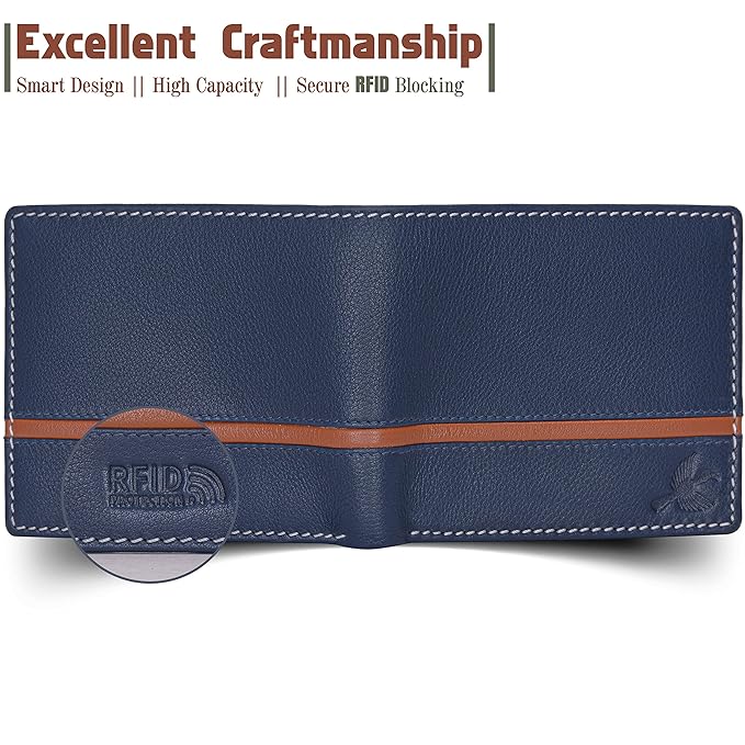 HORNBULL Denial Navy Leather Wallet for Men | Leather Mens Wallet