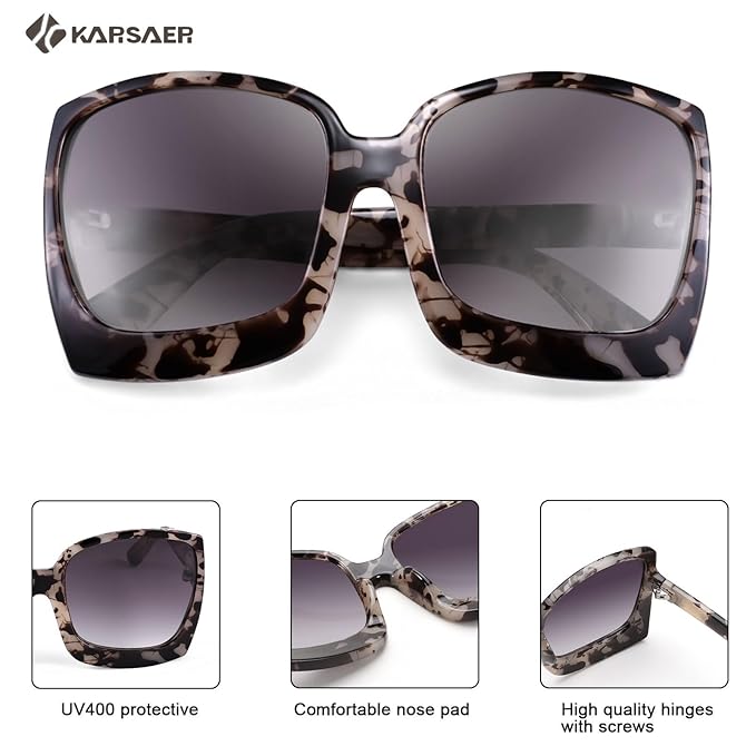 Karsaer Oversized Retro Square Round Women Sunglasses