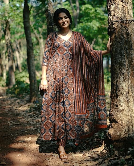 KLOSIA Women Printed Flared A-Line Kurta