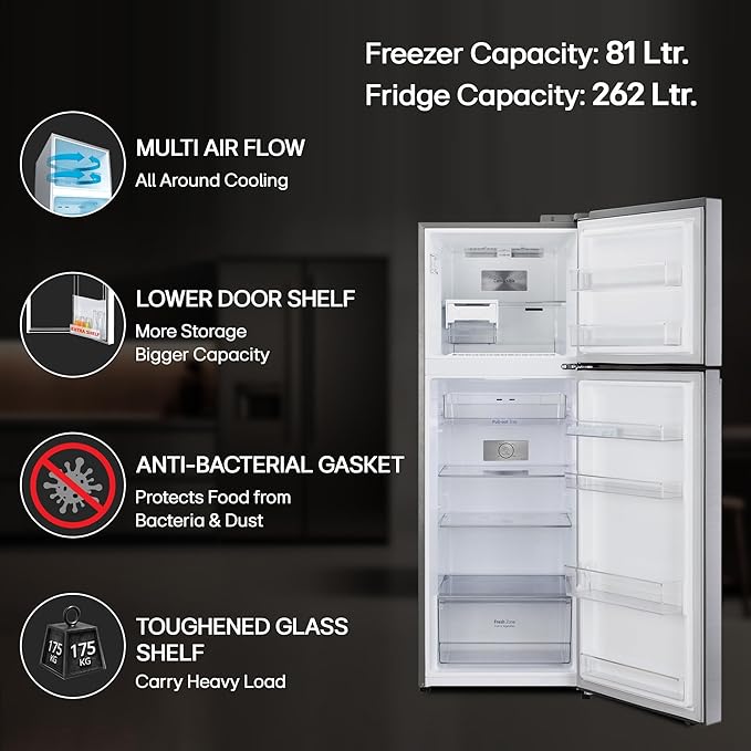 LG 343 L 3 Star Frost-Free Smart Inverter Double Door Refrigerator