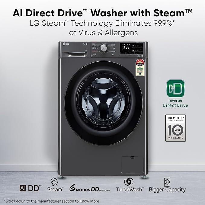 LG AI Direct Drive Technology, 6 Motion DD & Wi-Fi Fully-Automatic Front Load Washing Machine