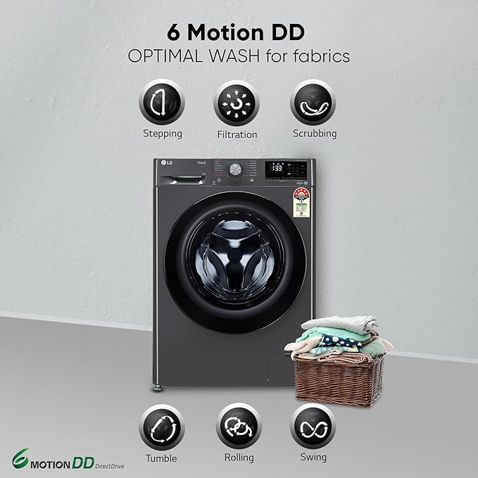 LG AI Direct Drive Technology, 6 Motion DD & Wi-Fi Fully-Automatic Front Load Washing Machine