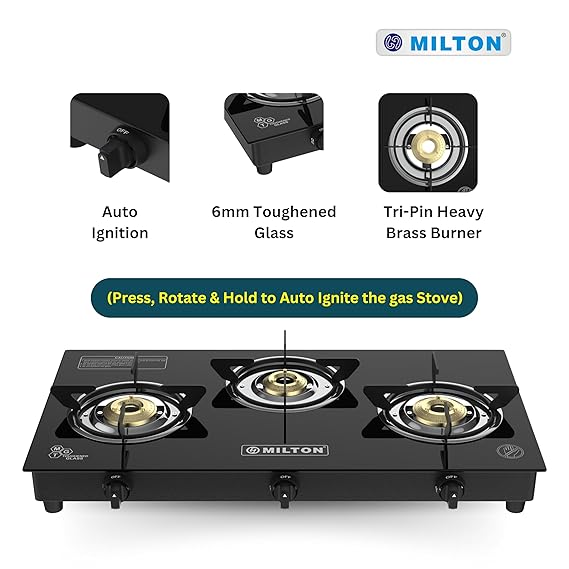 Milton Premium Pro 3 Burners Auto Ignition Gas Stove