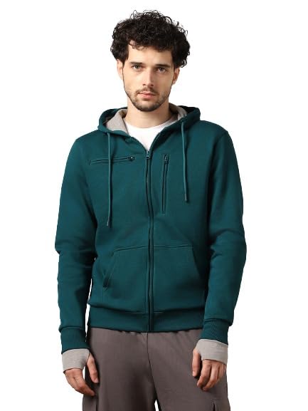 NOBERO Men's Travel Cotton Solid Plain Hoody