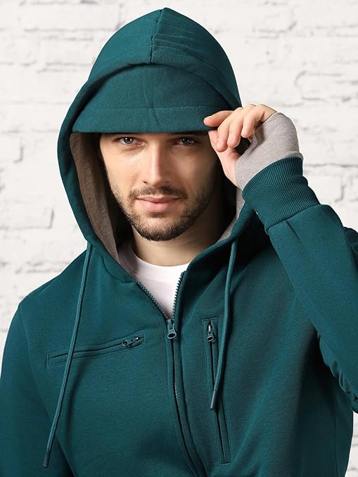 NOBERO Men's Travel Cotton Solid Plain Hoody