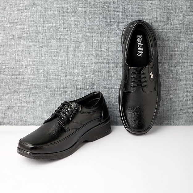 NOBILITY Faux Leather Black Formal Lace Up Shoes for Men