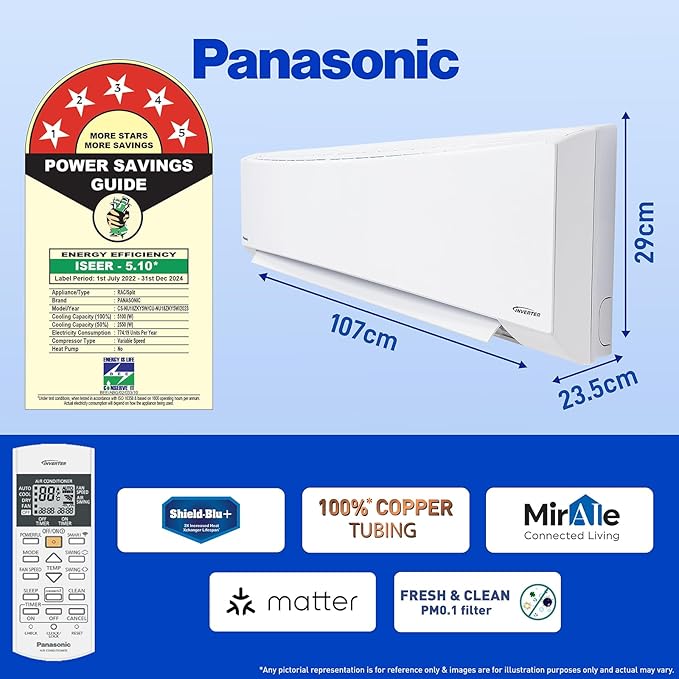 Panasonic 1.5 Ton 5 Star Wi-Fi Inverter Smart Split AC