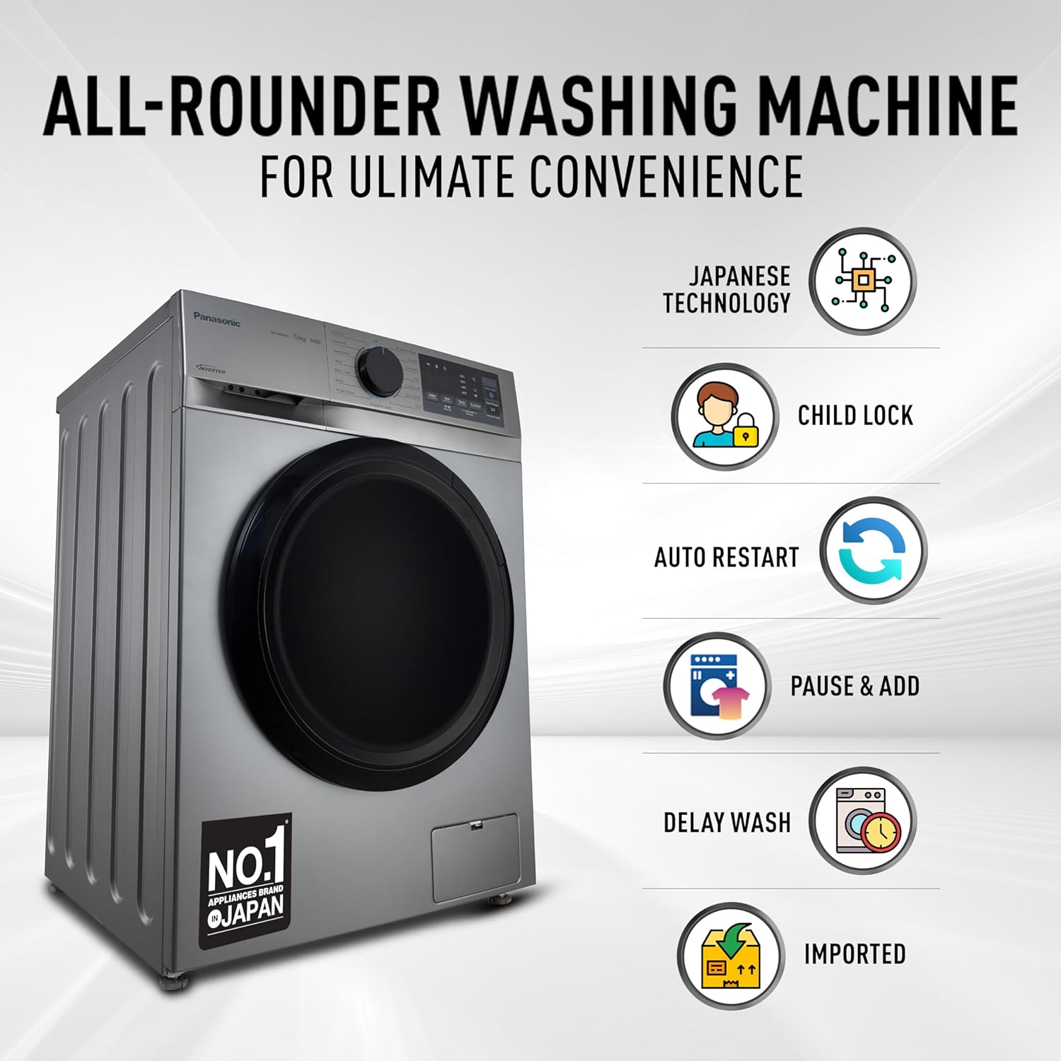 Panasonic 7 kg 5 Star Inverter Front Load Washing Machine