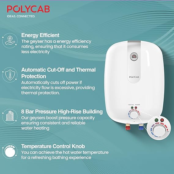 Polycab Elanza Dlx 4-Star, 10 litre, 2KW Electric Storage Geyser