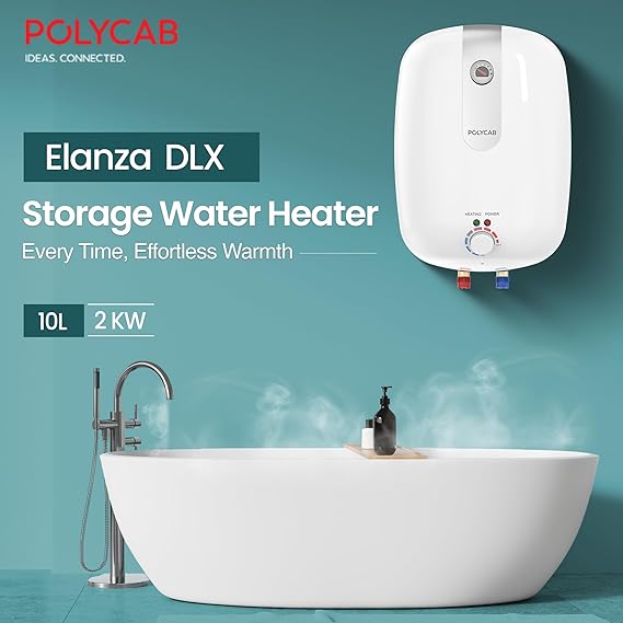 Polycab Elanza Dlx 4-Star, 10 litre, 2KW Electric Storage Geyser