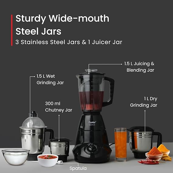 Prestige Iris Plus 750 W Mixer Grinder With 4 Jars