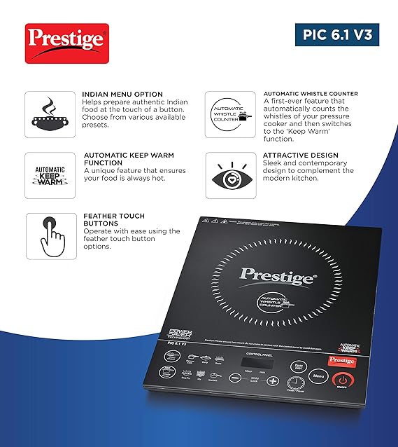 Prestige PIC 6.1 V3 PIC 2200 Watts Induction Cooktop