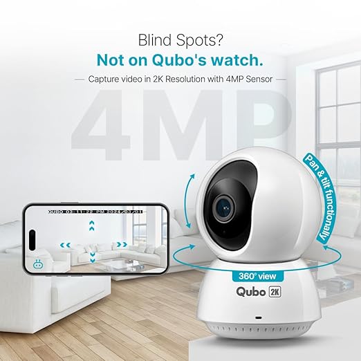 Qubo Smart 360 Ultra 2K 4MP 1440p WiFi CCTV Security Camera