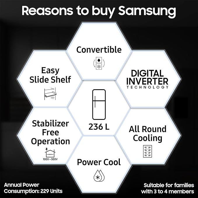 Samsung 236 L, 3 Star, Convertible, Digital Inverter Refrigerator