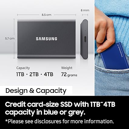 Samsung T7 Portable SSD, 4TB External Solid State Drive