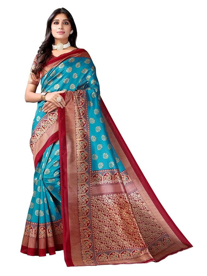 SIRIL Women's Printed Silk Saree with Blouse