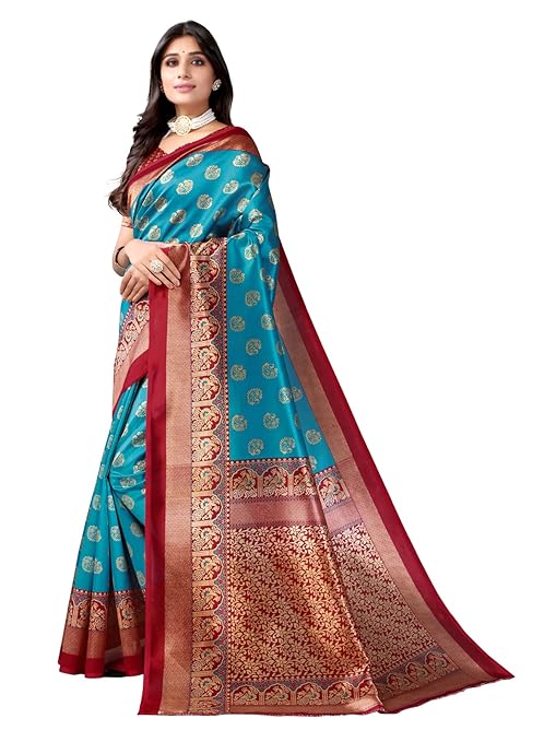 SIRIL Women's Printed Silk Saree with Blouse