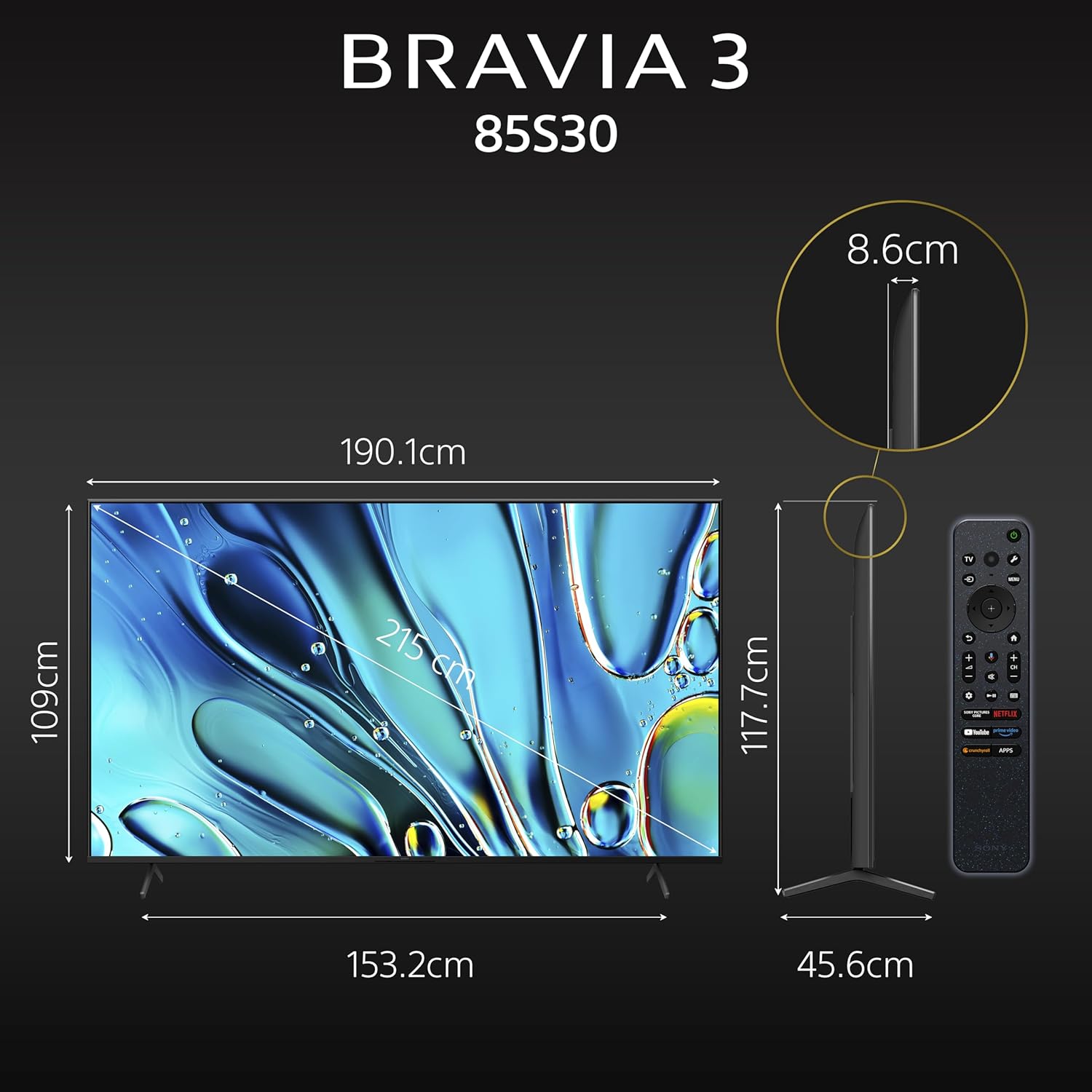 Sony BRAVIA 3 Series 215 cm (85 inches) 4K Utra HD AI Smart LED Google TV