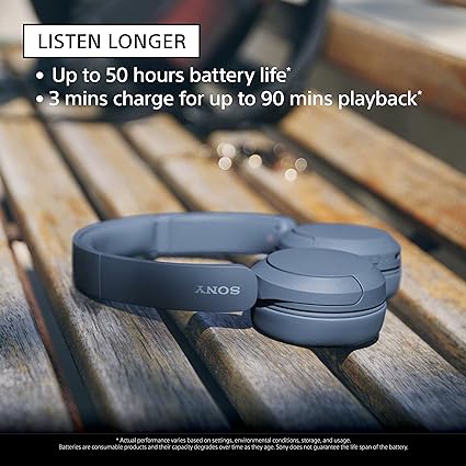 Sony WH-CH520, Wireless On-Ear Bluetooth Headphones with Mic