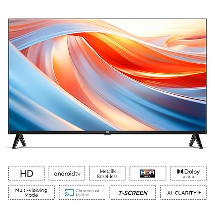 TCL 80.04 cm (32 inches) Metallic Bezel-Less HD Ready Smart Android LED TV