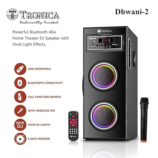 Tronica Dhwani-2 DJ 40W Bluetooth Tower Home Theater System