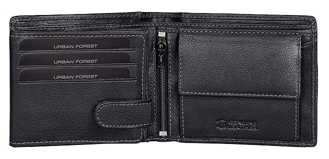 URBAN FOREST Oliver Black Leather Wallet for Men, 6 Card Slot